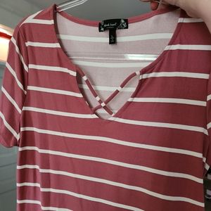 Pink striped maternity top Large